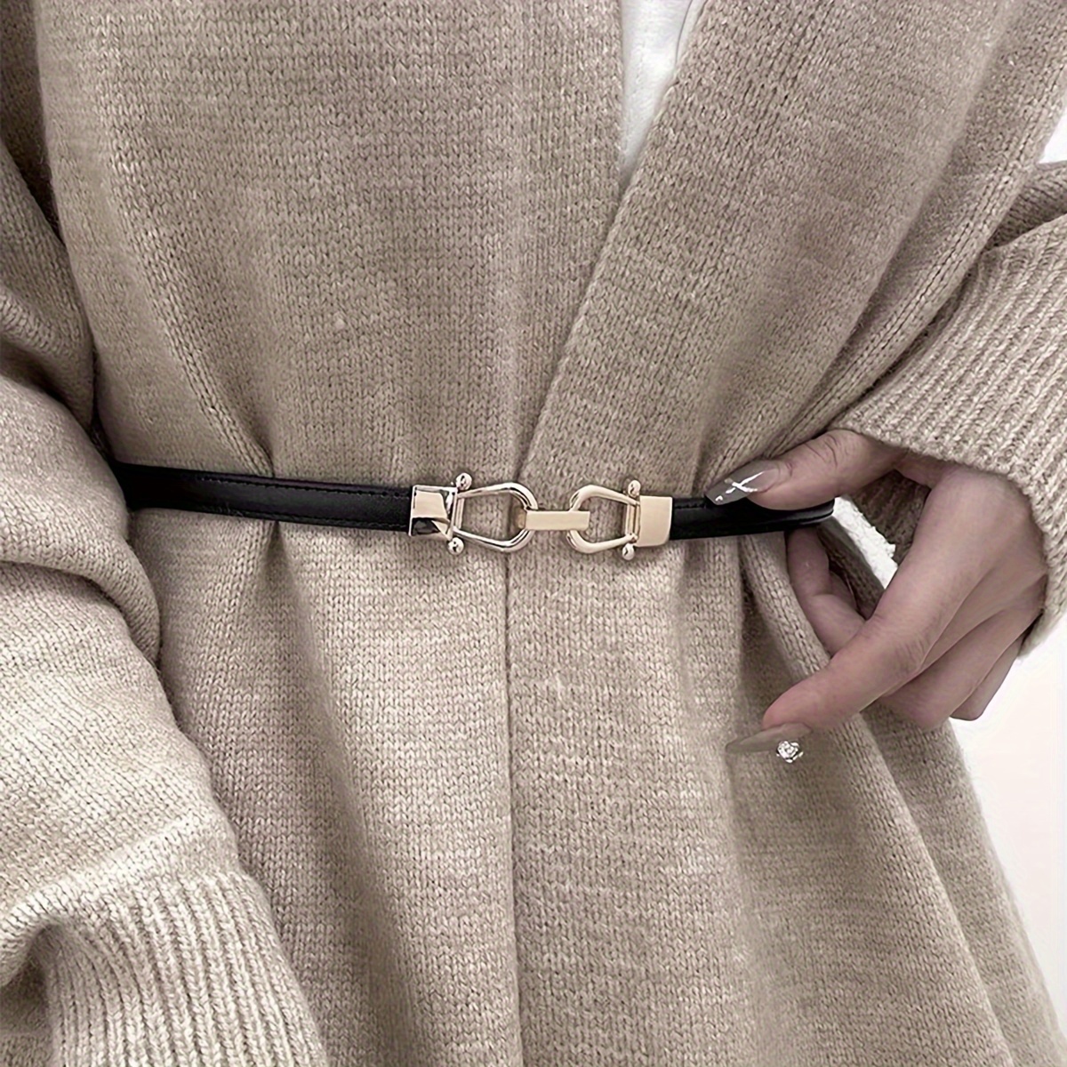 A Women's Slim Belt, Minimalist Style, Suitable For Daily Decorative Wear, Pairs Well With Coats And Jackets, Ideal For Daily Commuting