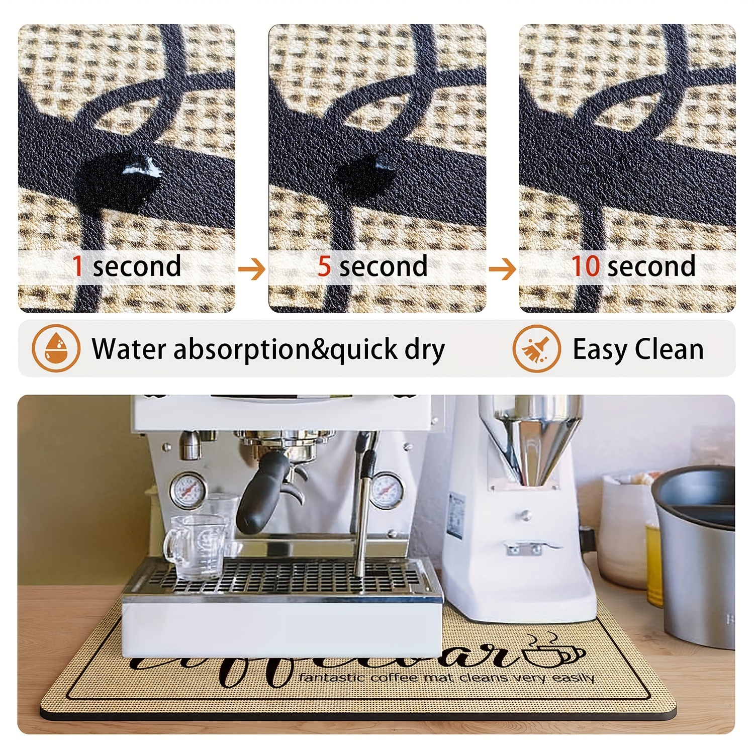 Coffee Bar Mat Accessories for Countertop Absorbent Hide Stain