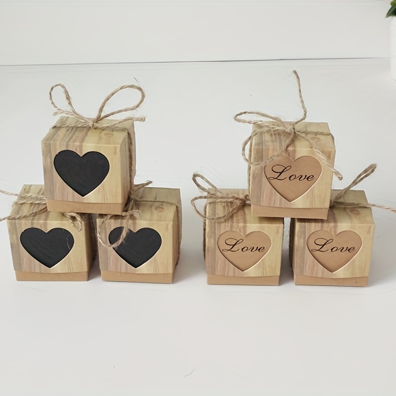 5 Pezzi, Scatola Di Caramelle Retrò Amore Fai-da-te, Regalo Di Natale In  Carta Kraft Scatola Di Caramelle Vuota A Forma Di Cuore A Grana Di Legno