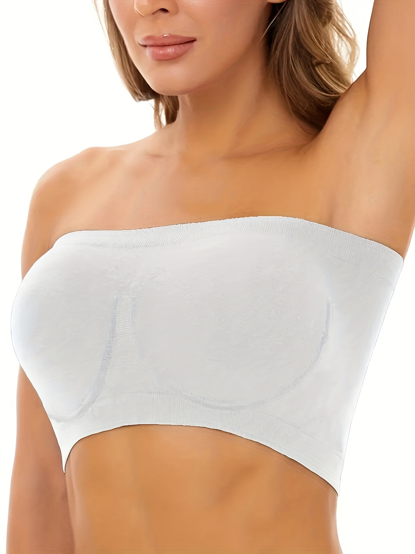 Skyevibe Invisible Bandeau Bra with Support, Skyvibe Bandeau Bra, Invisible  Bandeau Bra, Pure Comfort Wireless Strapless Bra (Color : White, Size :  3PCS_L) : : Clothing, Shoes & Accessories