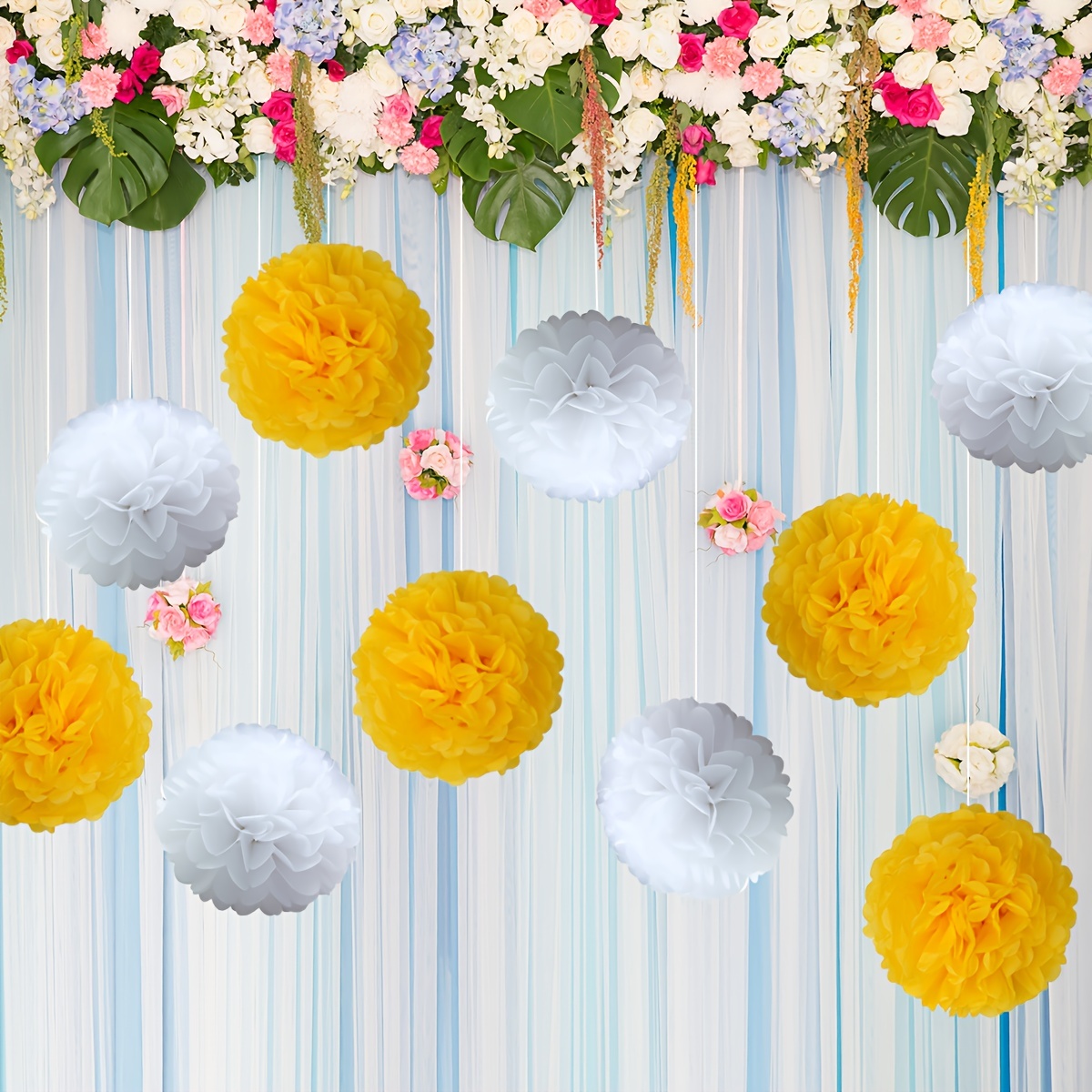 DIY Tissue Paper Pom Poms Flowers for Wedding Birthday Party Baby Shower  Decoration Handmade Gold White Haning Paper Ball Decor - AliExpress