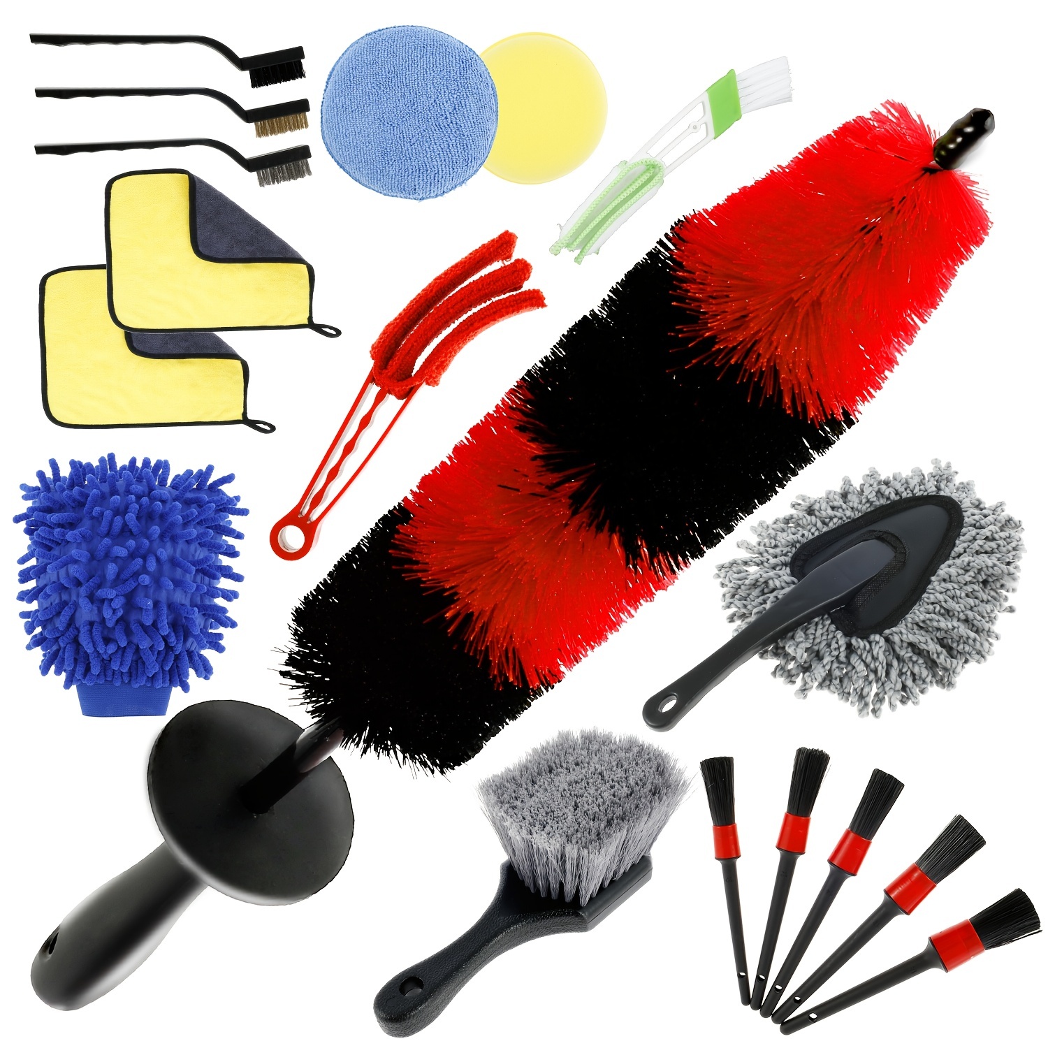 18Pcs Car Wheel Brush Set - High-quality Car Detailing, Cleaning, Leather, Air Vents