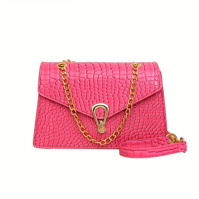 Crocodile Pattern Crossbody Bag Chain Shoulder Bag