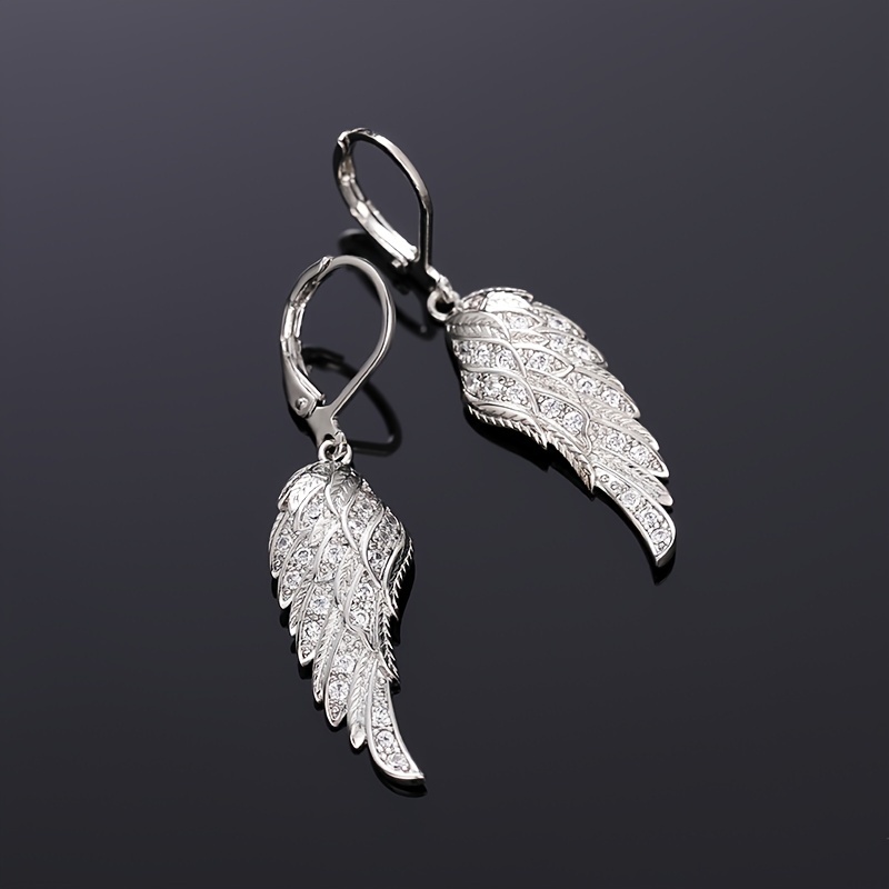 Zirconia Wings Drop Earrings Sparkling Dangle Earrings