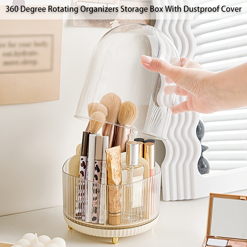 360°rotating Makeup Brush Storage Box Portable Desktop - Temu