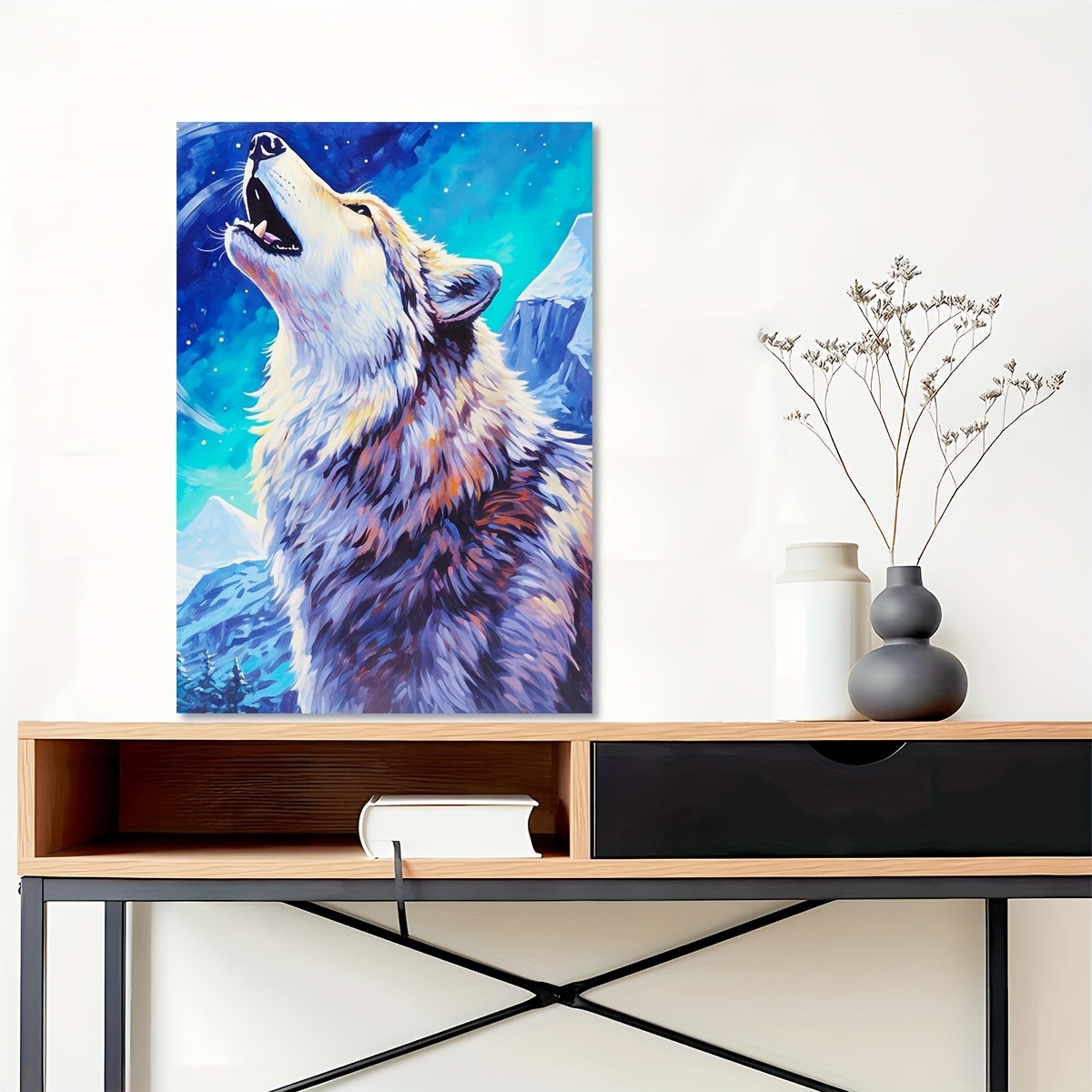 Diy5d Artificial Diamond Painting Set Forest Wolf Suitable - Temu