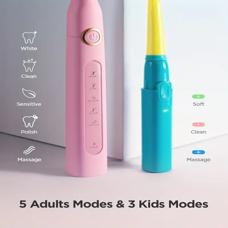 fairywill electric toothbrush family kit 3 sonic powered 40 000 vpm toothbrushes for adults kids 10 brush heads smart timer waterproof 4h usb charge for 30 days details 3