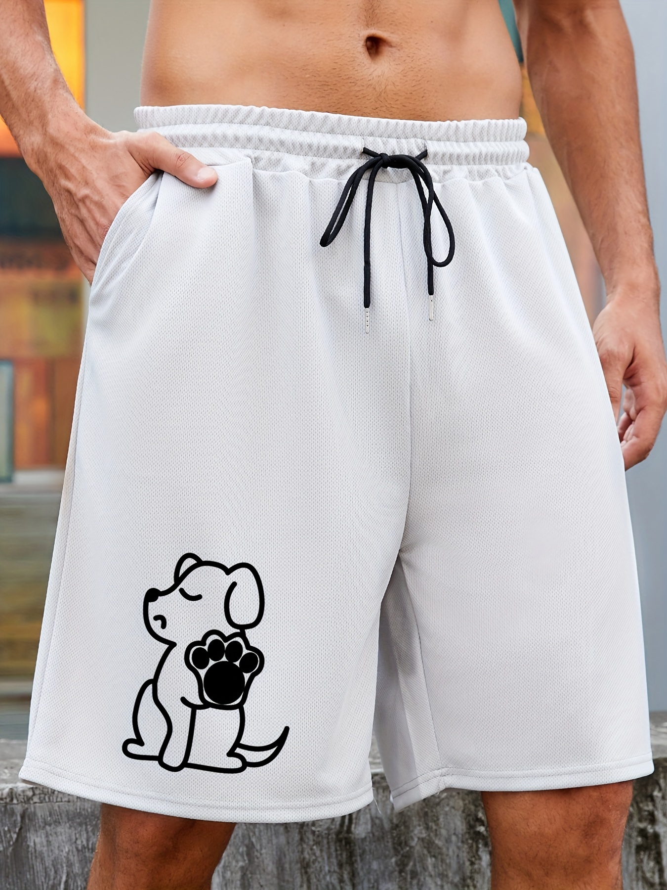 Men's Plus Size cute Dog Print Solid Color Loose Mesh - Temu Australia