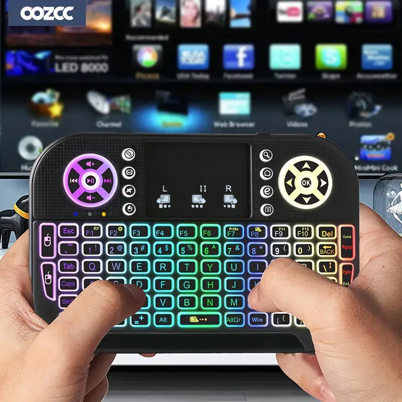 Mini Keyboard 2.4GHz Wireless Touchpad Portable Keyboard, 7 Colors Backlit  Wireless Function/Multi Color RGB Backlit (Two Versions For Choose)