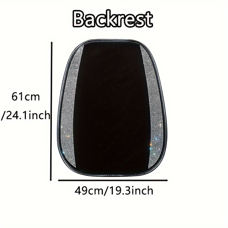 1pc bling car seat cover set sparkly white rhinestone car seat backrest car headrest cover car accessories for women rhinestones car back seat mat details 4
