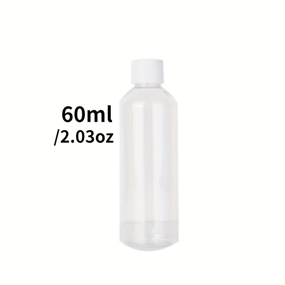 50ml SMALL STRONG ROUND PLASTIC BOTTLES SCREW FLIP TOP LID TRAVEL BOTTLE  LIQUID