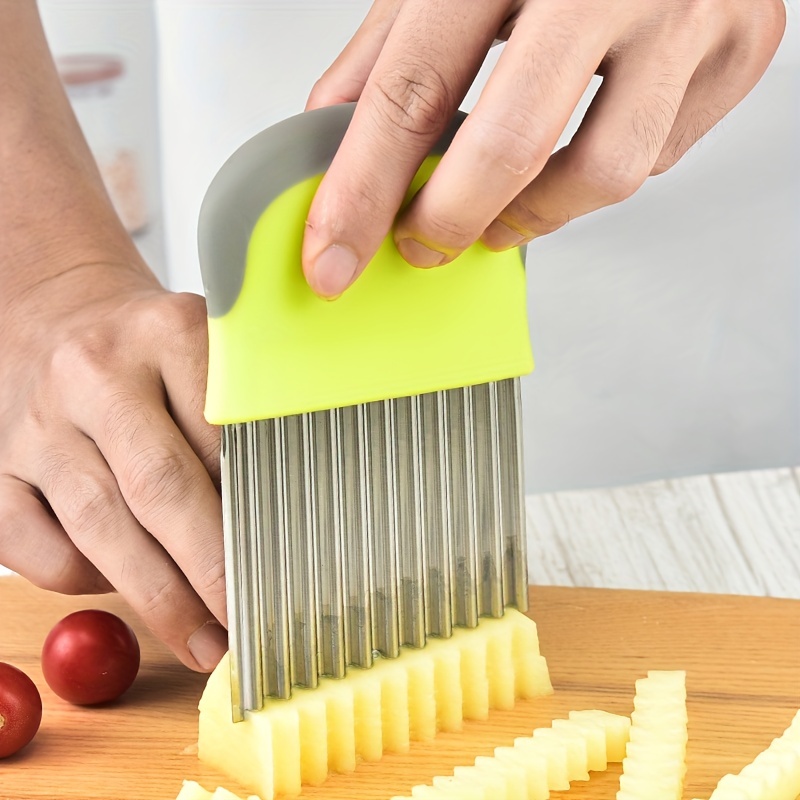 French Fries Cutter Potato Slicer Wavy Knife Wave Chopper Serrated Crinkle  Chipper Slicing Chips Making Tool Vegetable Fruit