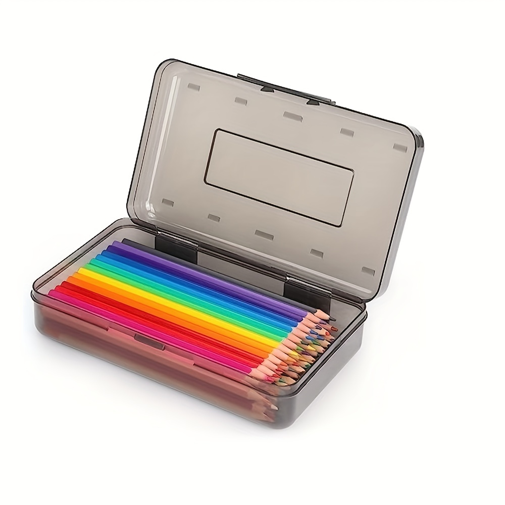 1Pc Clear Candy Color Pencil Case Box Transparent Plastic Pen Box