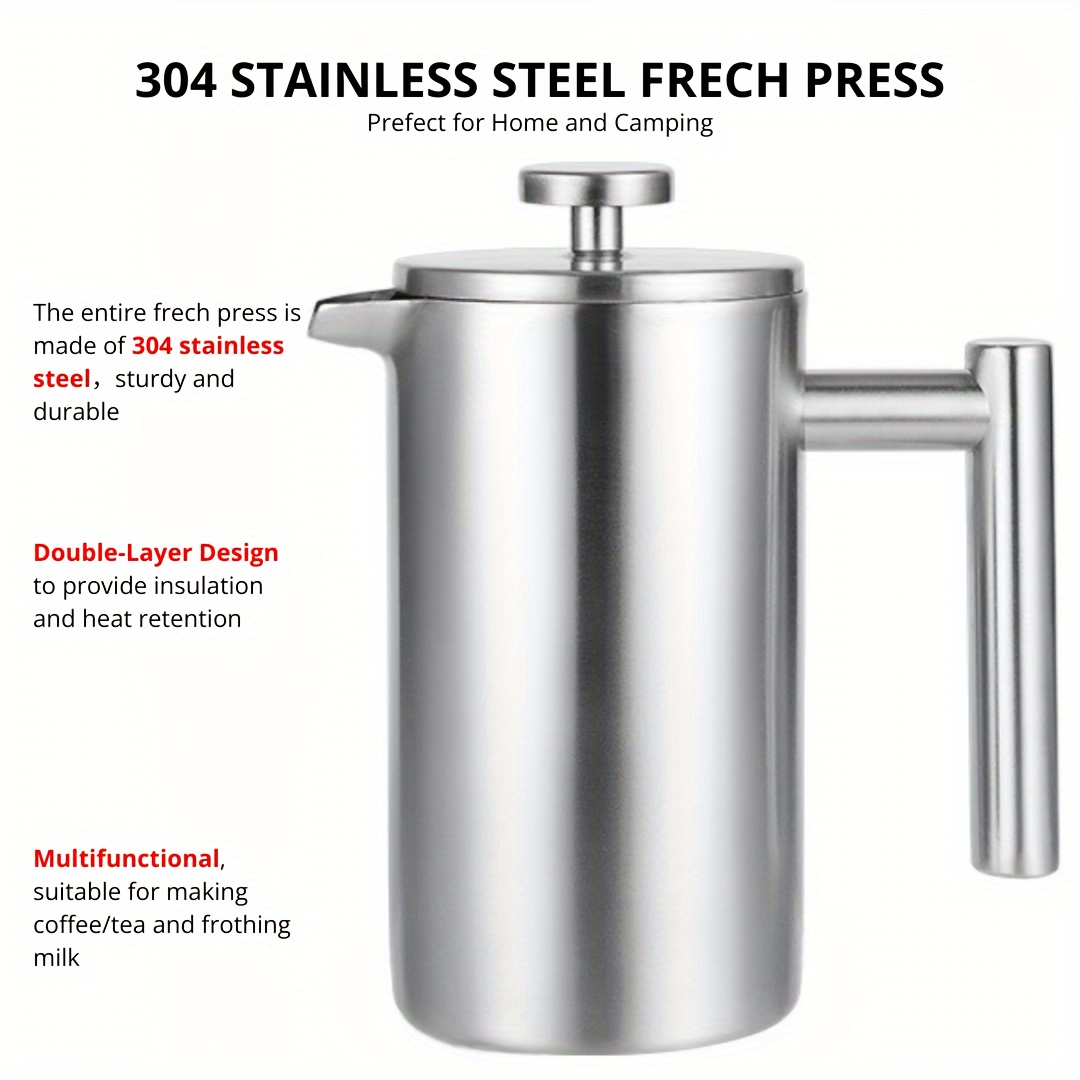 Miuly French Press Coffee Maker,304 Grade Stainless Steel & Heat