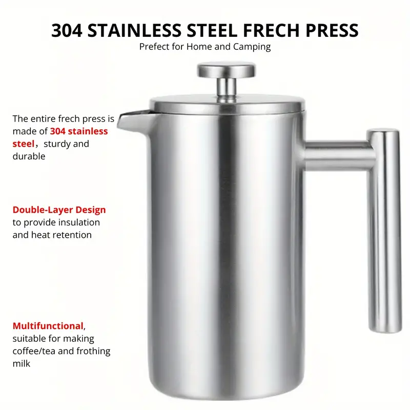 Durable Stainless Steel French Press Coffee Pot - Perfect For Brewing  Delicious Coffee At Home - Temu