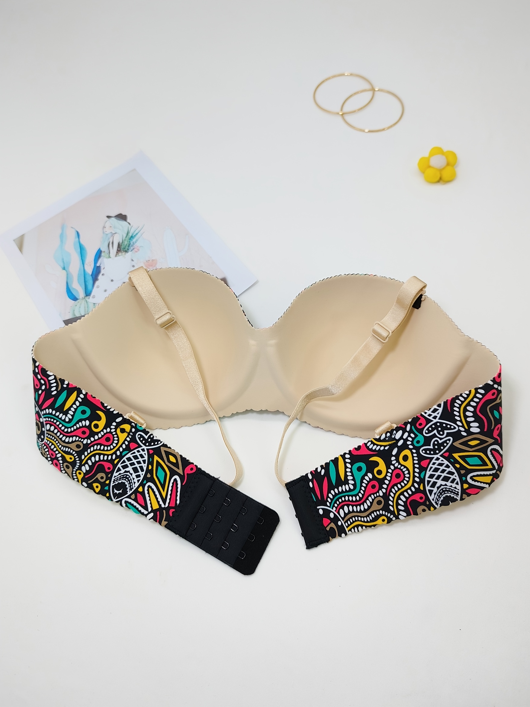 Abstract Print Push Bra Cute Seamless Bralette Women's - Temu Canada