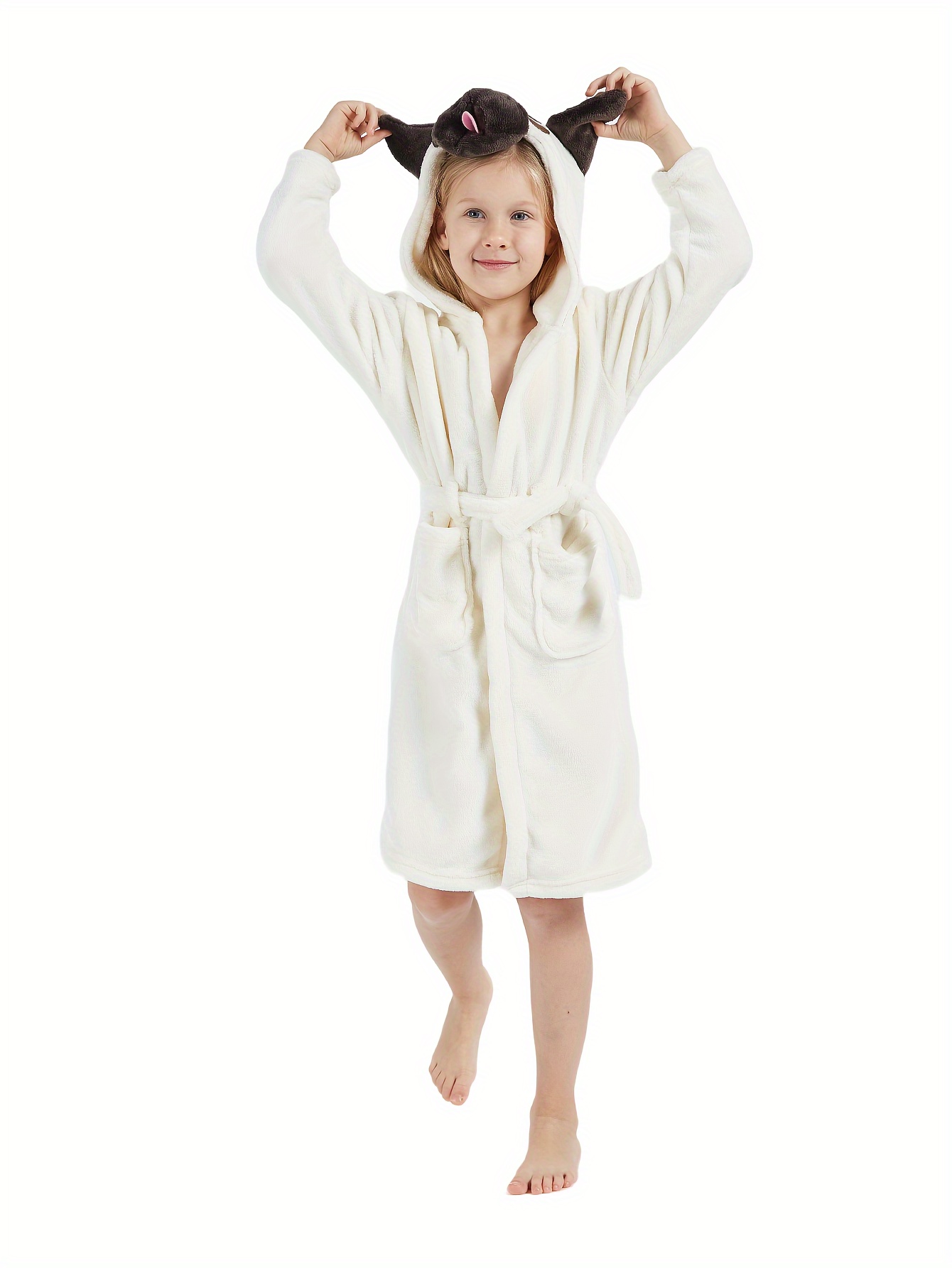 Unisex Children s Animal Pug Fleece Bathrobe Hooded Robes Temu United Kingdom