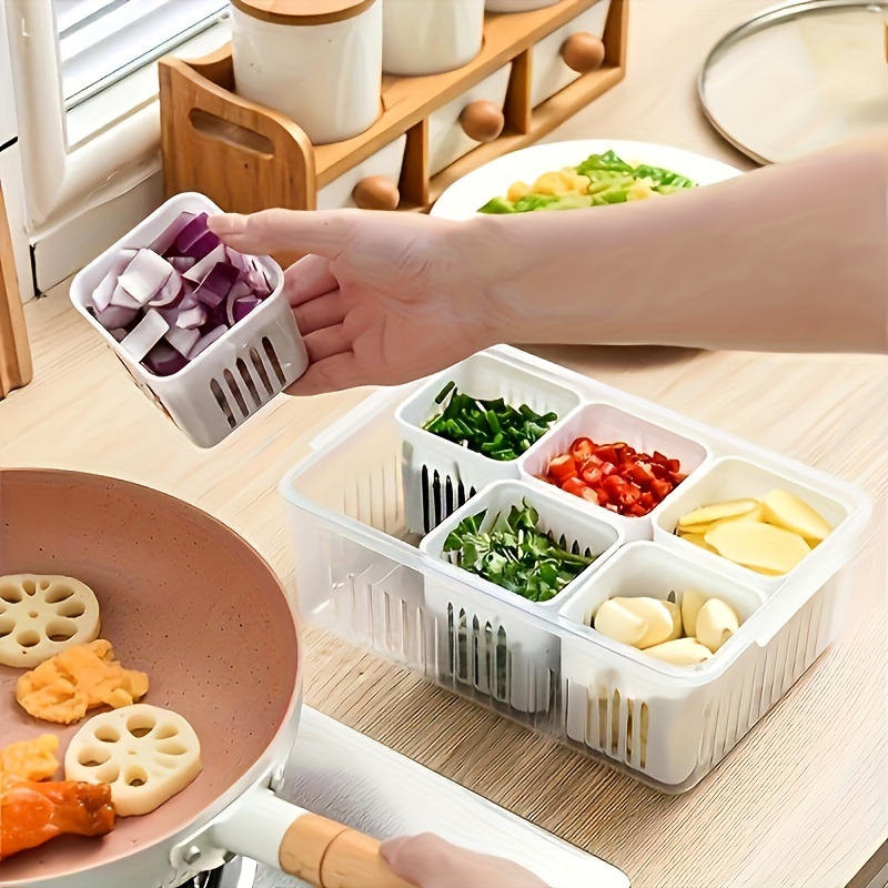 1/2/3/5pcs Side Door Refrigerator Storage Box, Food Vegetable Fruit  Classification Fresh-keeping Box, Sundries Storage Box, Ginger Garlic  Storage Box