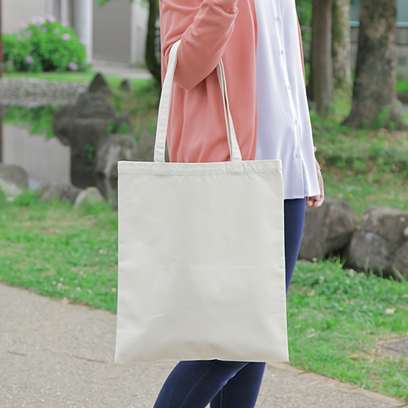 White Eco-friendly Canvas Tote Bag for Everyday Use : Foldable