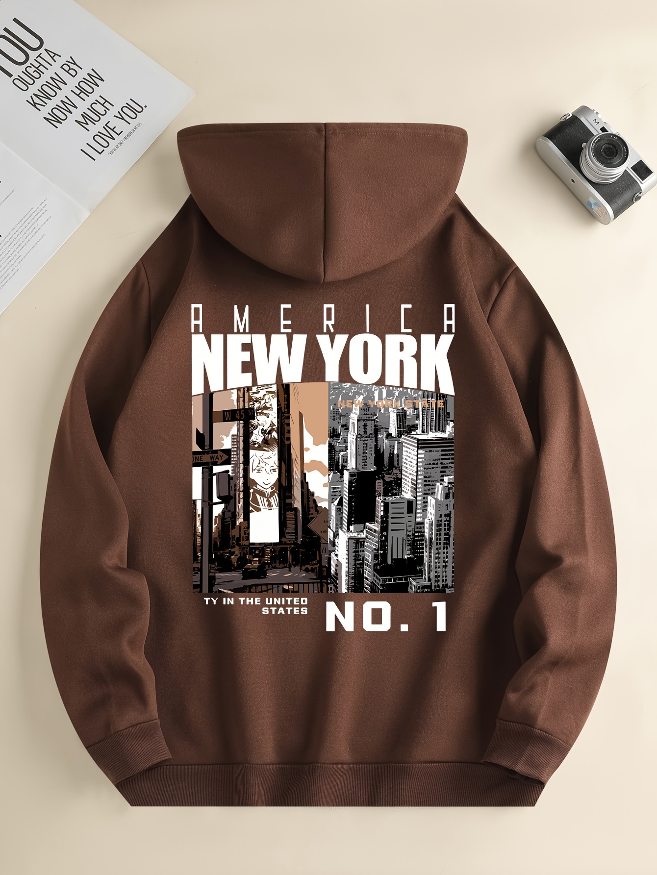 New York Mens Hoodies Pullover Print Hooded Jacket Long Sleeve Sweatshirt  Kangaroo Pocket Drop Shoulder Loose Fit with Hood Retro Streetwear All  Match Hoody Crop Zip Hoodie Word Letter L64-GY1 : 