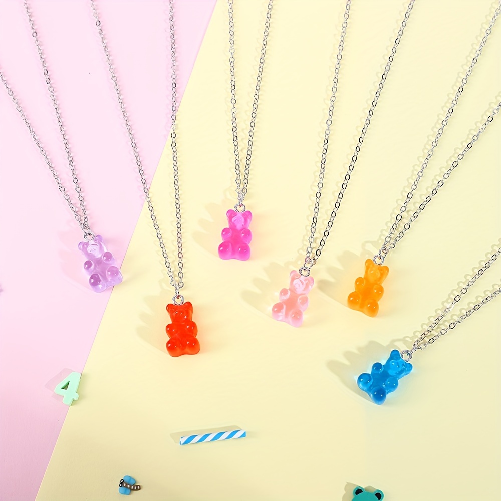 Kawaii Two Toned Resin Gummy Bear Charm, Pendant, for Necklace, Fake C
