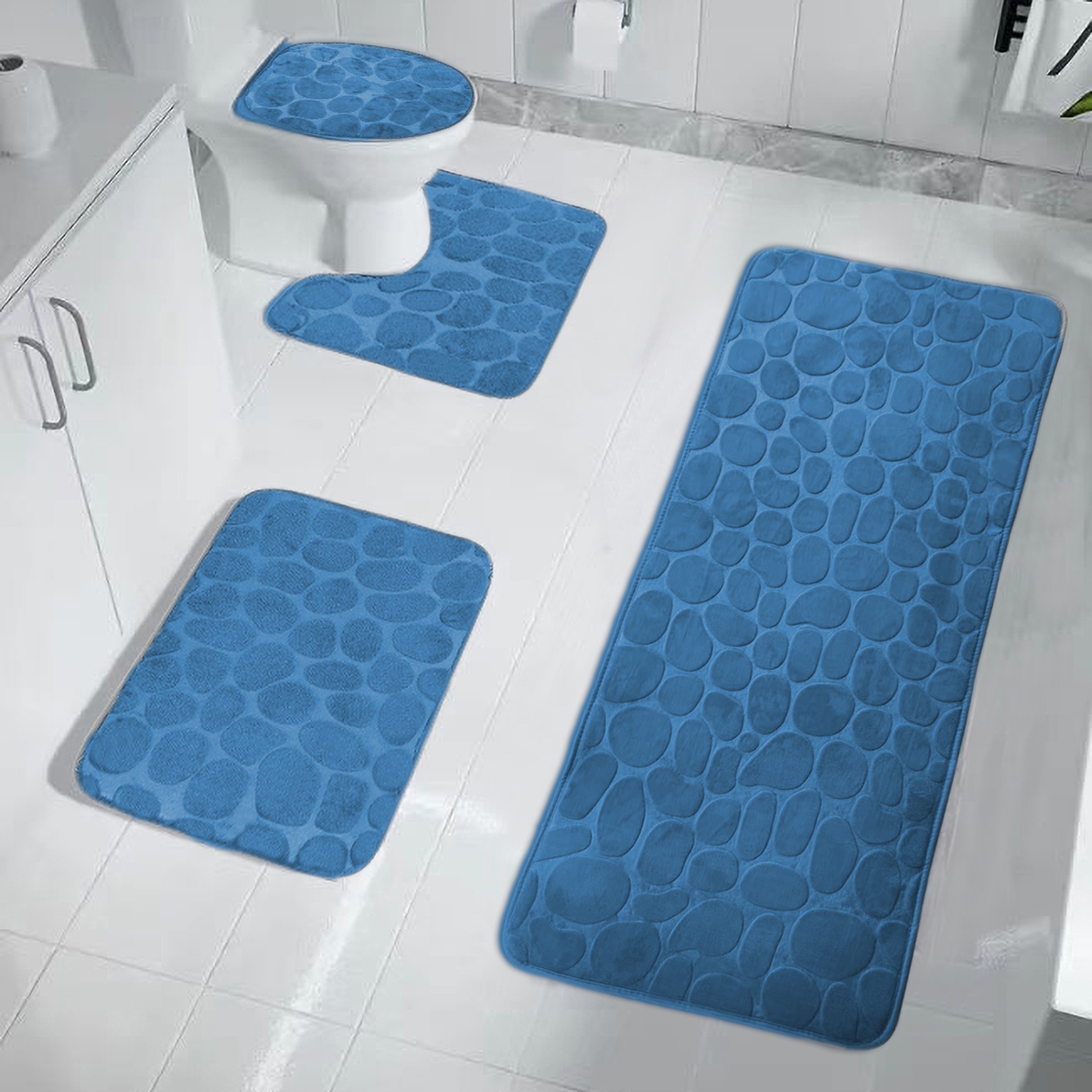 4-Piece Blue Non-Slip Mat Set, Sold by at Home