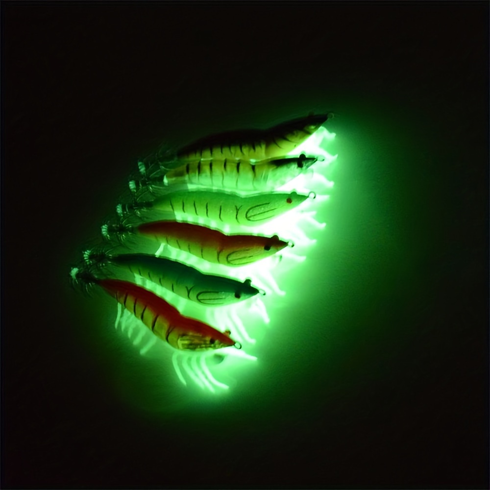 Fishing Bait Design Glow-in-the-dark Wooden Shrimp Hook