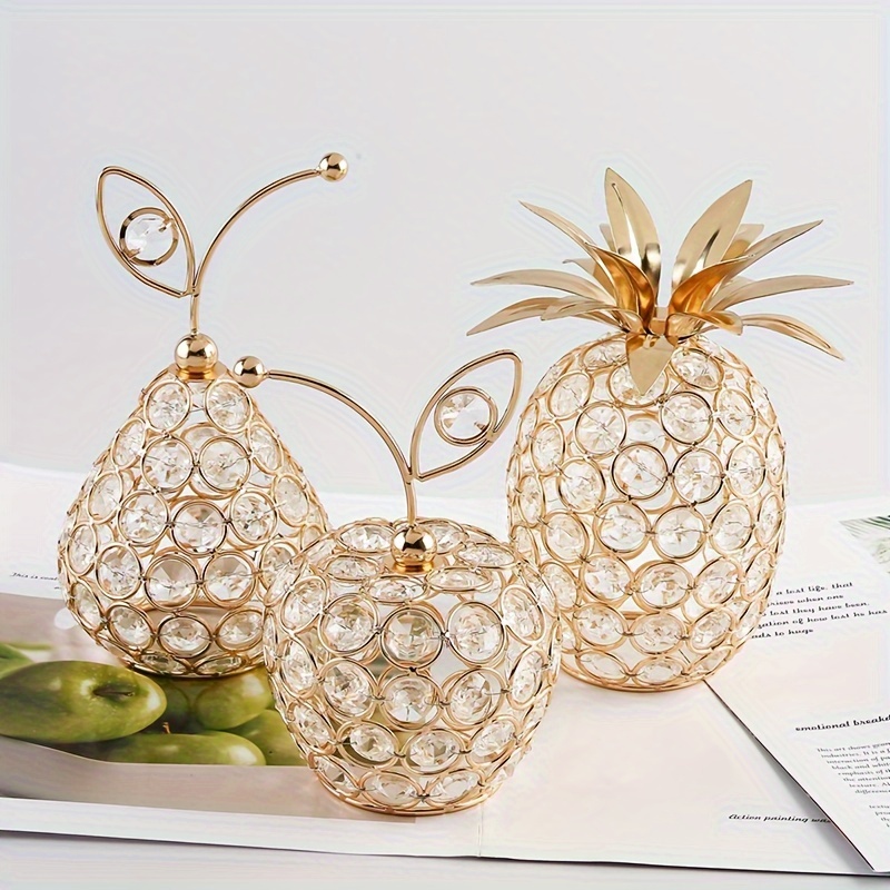 1pc Yellow Crystal Pineapple Ornaments Crystal Crystal Crafts Gifts Home  Office Living Room Ornaments Festival Christmas Halloween Birthday Gifts