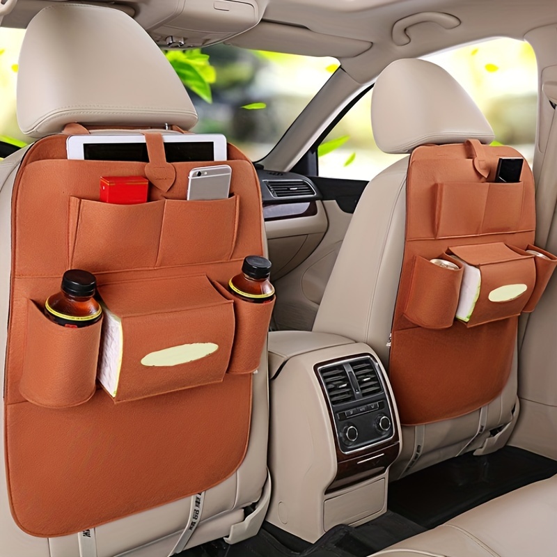 

1pc Car Seat Back Organizer - Durable Polyester Storage Bag For Snacks, Tissues & Phones, Polished Finish