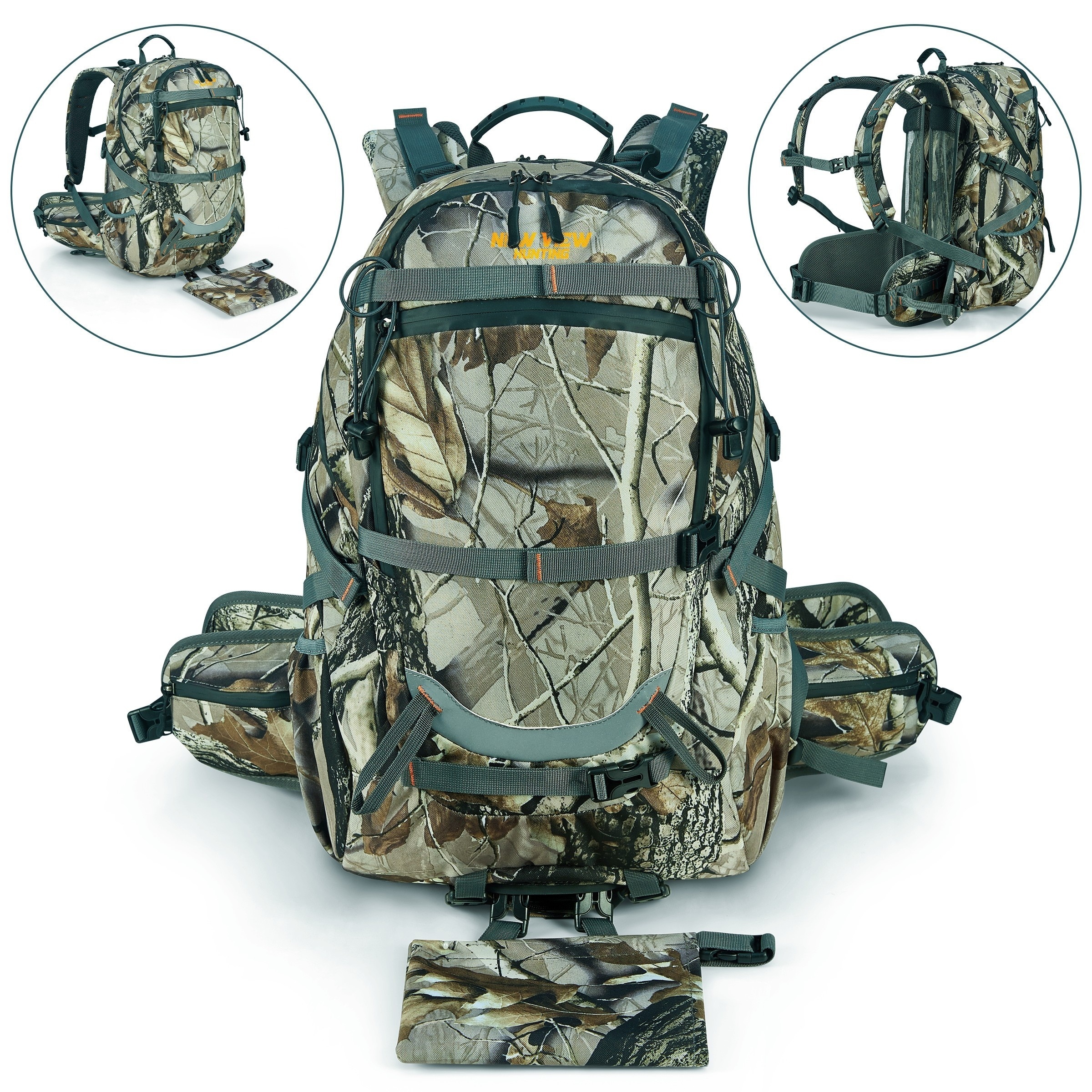 9.25gal Waterproof Camo Hunting Backpack - 600D Large Capacity Bag For Men  With Rain Cover