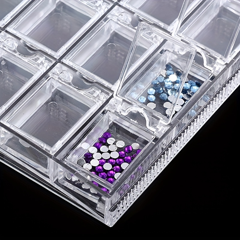 Acrylic Nail Art Storage Box Detachable Rhinestone Beads - Temu