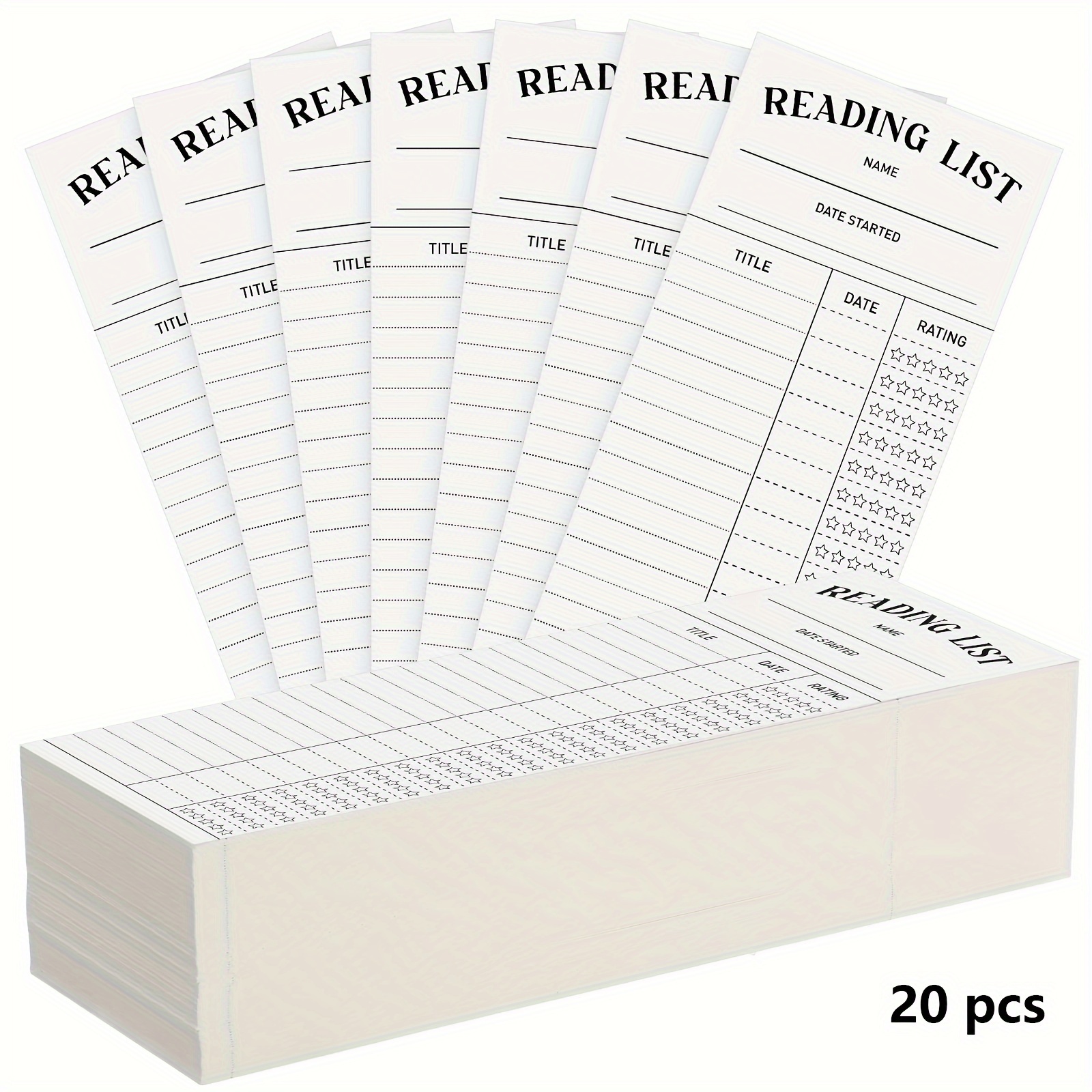 TEMU 20/50pcs Reading List Bookmarks 7.9 X 3 Inches Reading List Library Cards Reading Log Book Notecards For Reading Lovers Literary Gifts Book