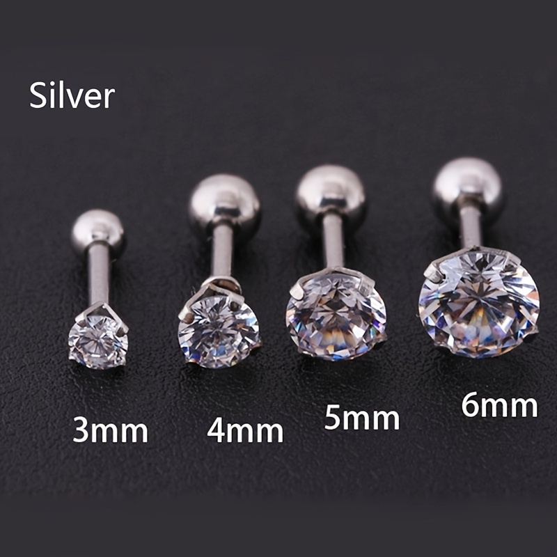 Stylish Crystal Inlaid Zircon Earrings, Men's Stainless Steel Studs