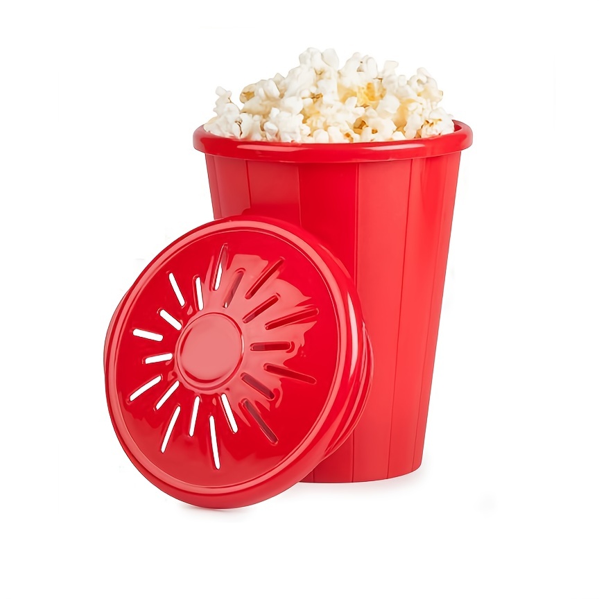 Microwave Popcorn Silicone Popcorn Bowl Maker with Lid Bucket Red