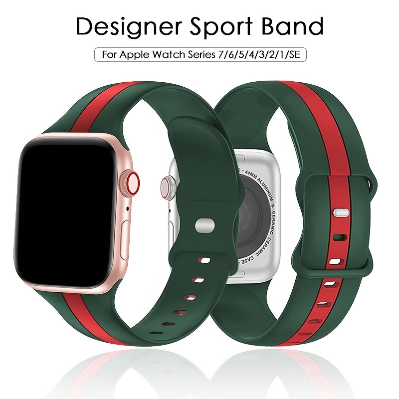  Designer Sport Band Compatible with Apple Watch iWatch Bands  38mm 40mm 41mm 42mm 44mm 45mm 49mm Men Women, Soft Silicone Strap  Wristbands