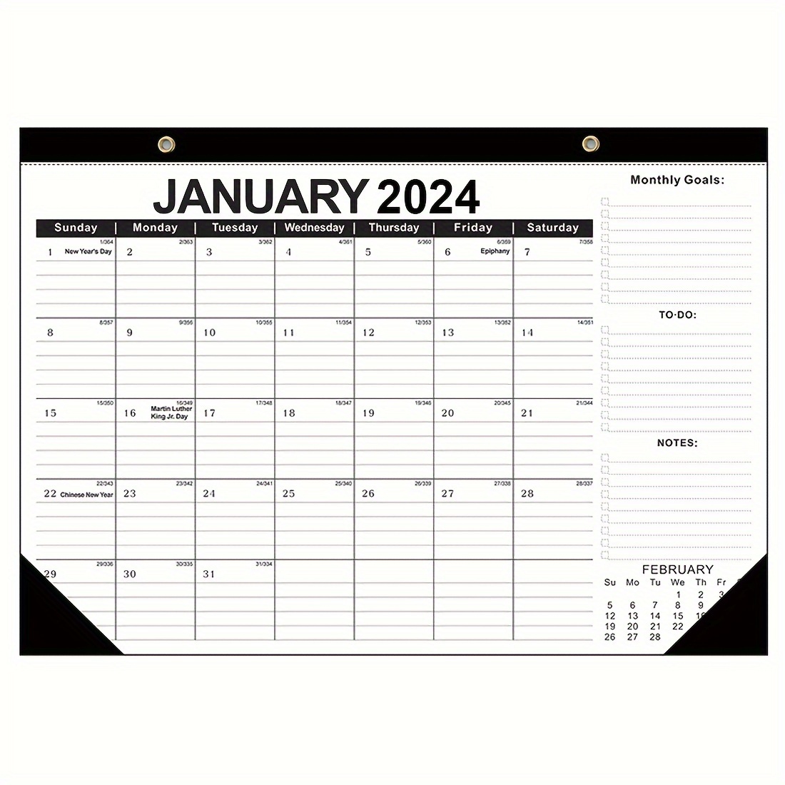 2024 Desk Calendar - January 2024 to December 2024 - Desk Calendar 2024  Large 17 x 12, Large Ruled Blocks, to-do List & Notes, Corner Protectors