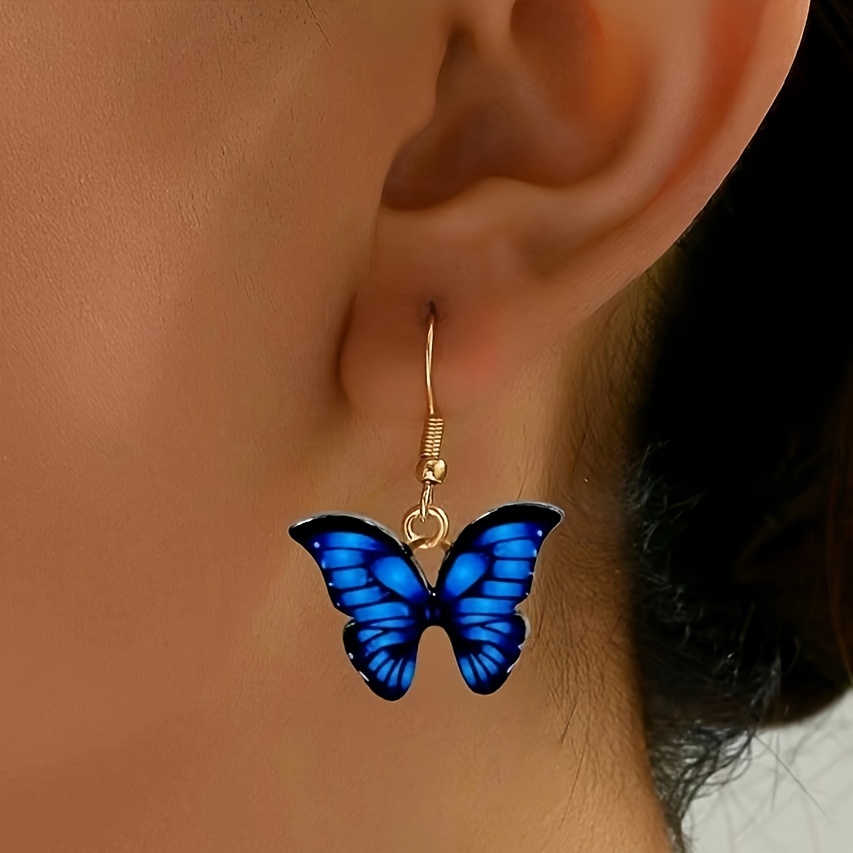 

Vintage-inspired Butterfly Drop Earrings - Alloy With Iron Posts, Women's Fashion