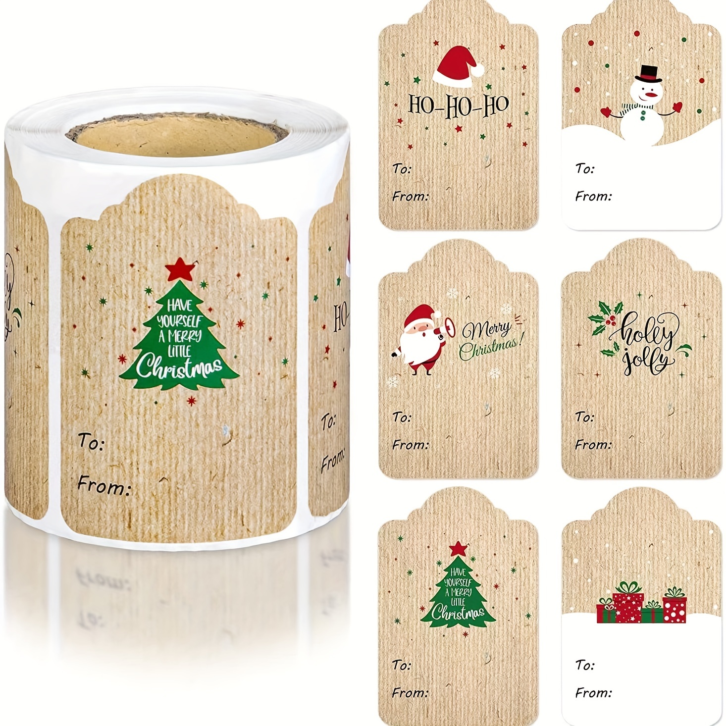 

300pcs/roll Christmas Tags, Christmas Santa Claus Stickers, Self-adhesive Tags Christmas Festival Birthday Holiday Gift Decor