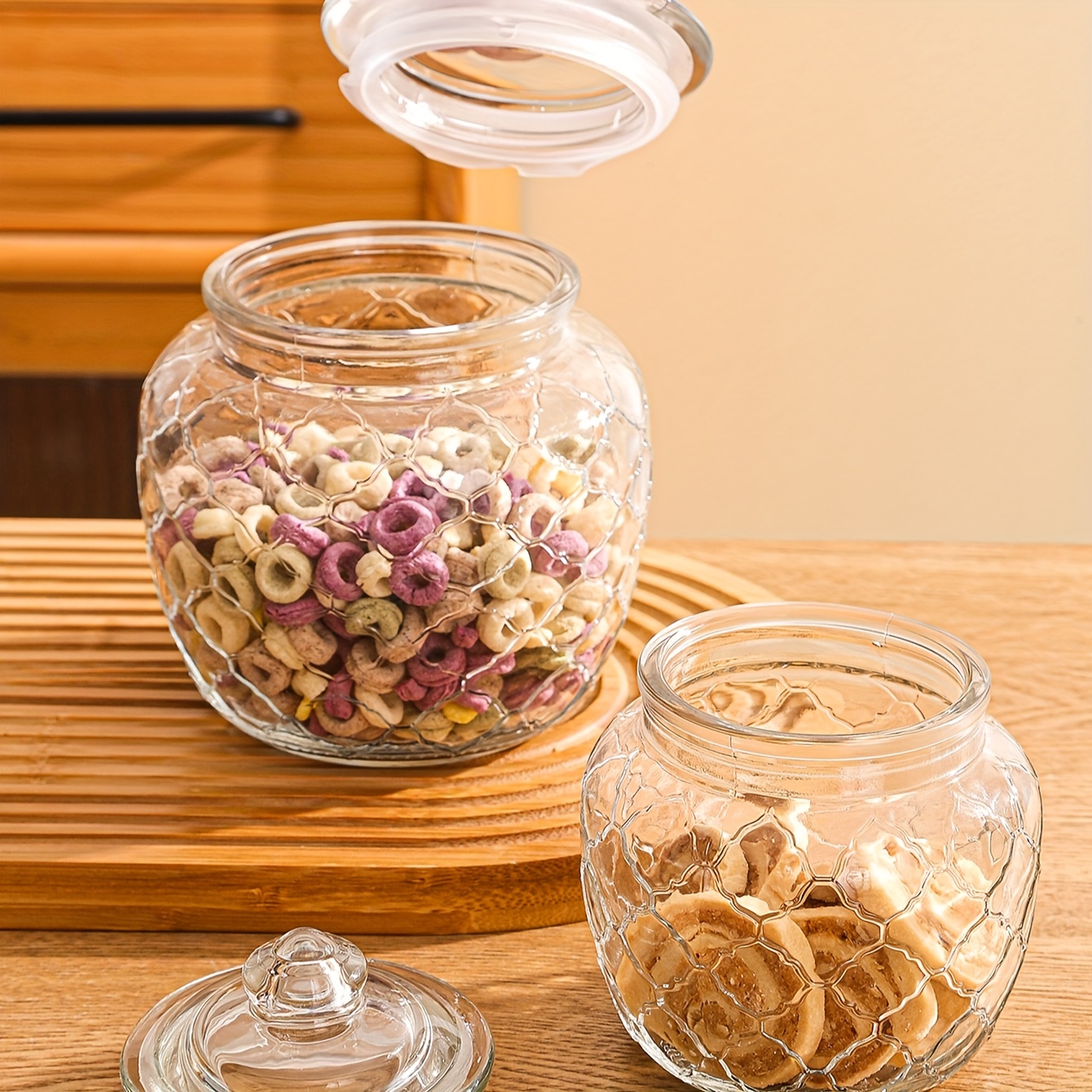 Creative Food Grade Glass Storage Jar Candy Jar Fruit Pickle Jar with Lid  Transparent Airtight Jar