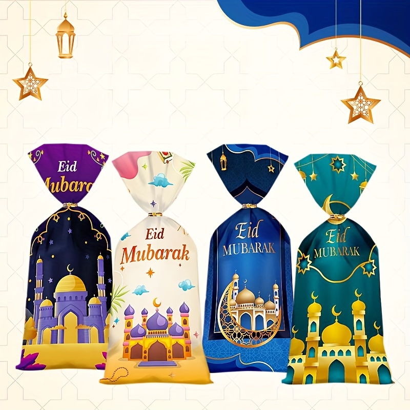 

Sacs cadeaux de bonbons Eid 50/ - Sacs à friandises festifs en plastique avec des , d'étoiles, de et de lanterne pour les célébrations du Ramadan - plusieurs composants