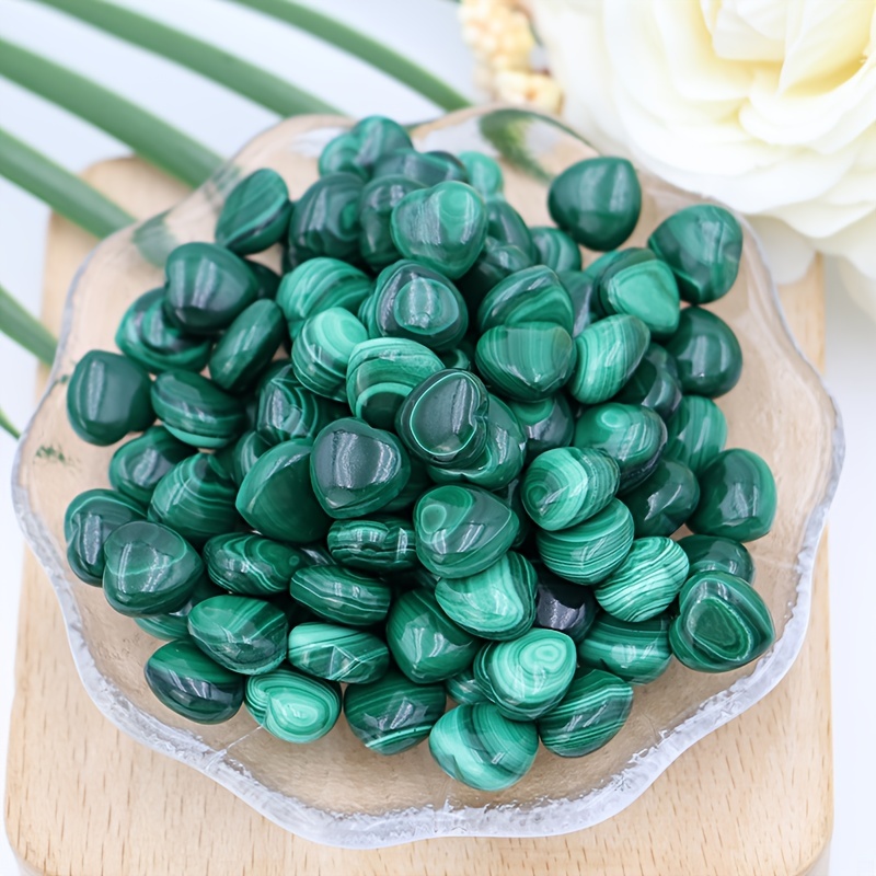 malachite heart shaped gemstone bead polished loose Temu