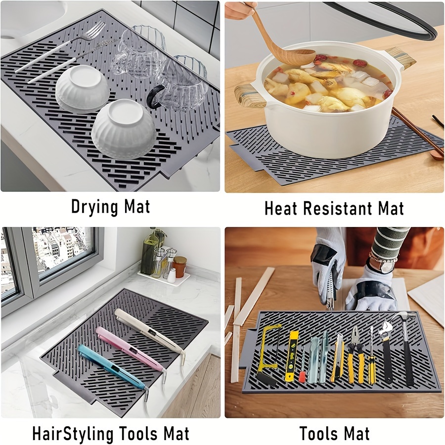 1pc Random Color Dish Drying Mat, Protection Heat Resistant Tableware  Dishwasher Mat, Sink Mat for Kitchen Sink Table Accessories