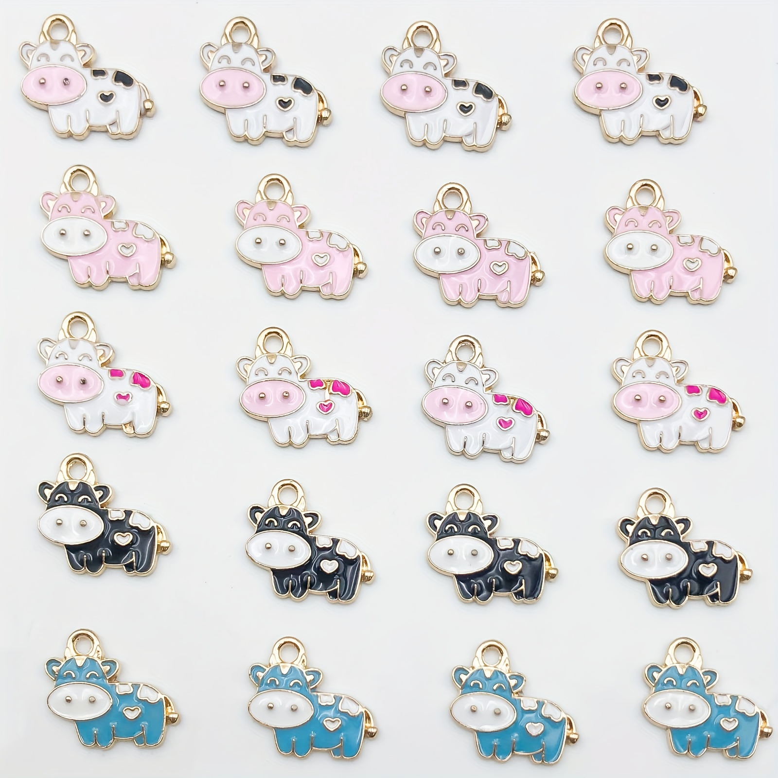 60 Pieces Cow Charms Colorful Animal Metal Charms DIY Cute Cow Enamel Pendants Cow Alloy Charms for Earring Necklace Bracelet Key Chain Jewelry