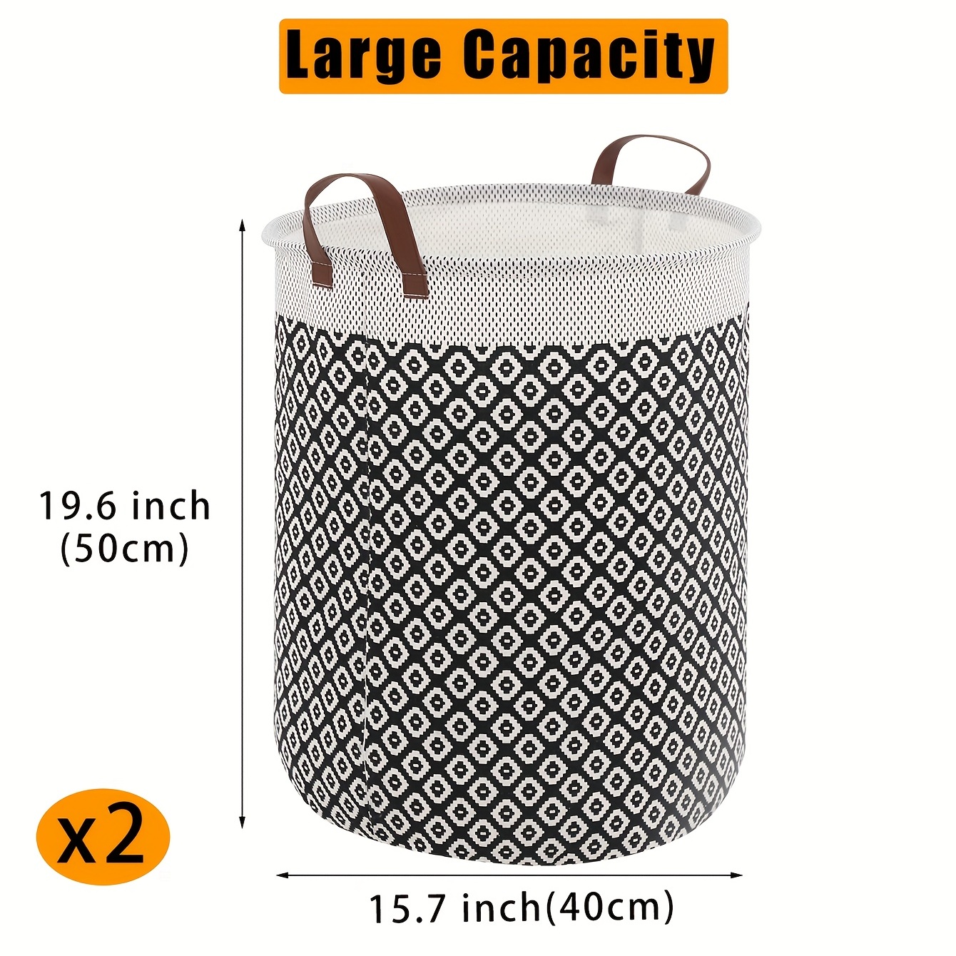 Collapsible Laundry Hamper, 20 Inch Tall Large Round Laundry Basket With  Handles,waterproof Clothes Hamper - Temu