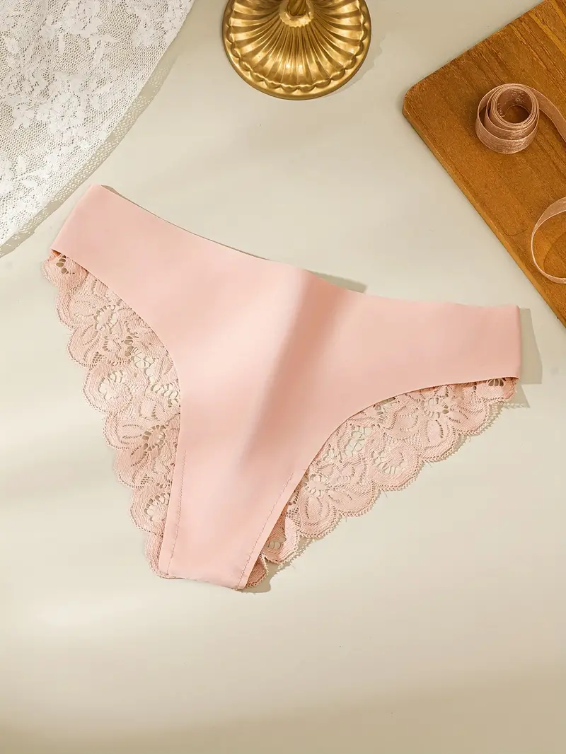 Lace Stitching Briefs Sexy Breathable Low Waist Intimates - Temu