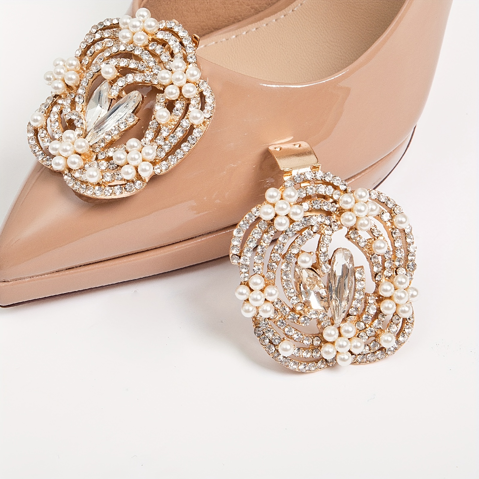 2 Pcs Pearl Rhinestone Shoe Clips Triangle Shape Detachable Shoe Decoration  Ladies Wedding Shoe Accessories for Women DIY Crafts - AliExpress