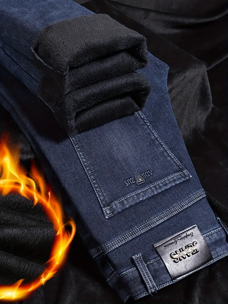 Slim Fit Classic Design Cotton Blend Jeans Men\'s Casual - Temu
