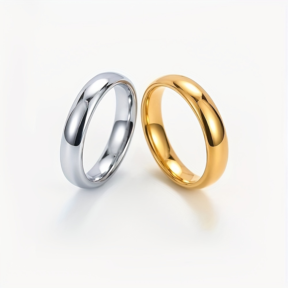 Wide Glossy Circle Ring Titanium Steel Pair Ring