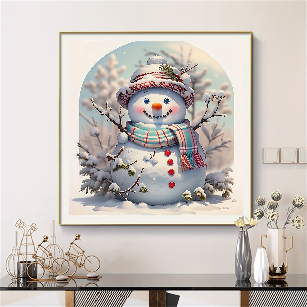 Diy Snowman Diamond Painting Ornaments Christmas Size - Temu