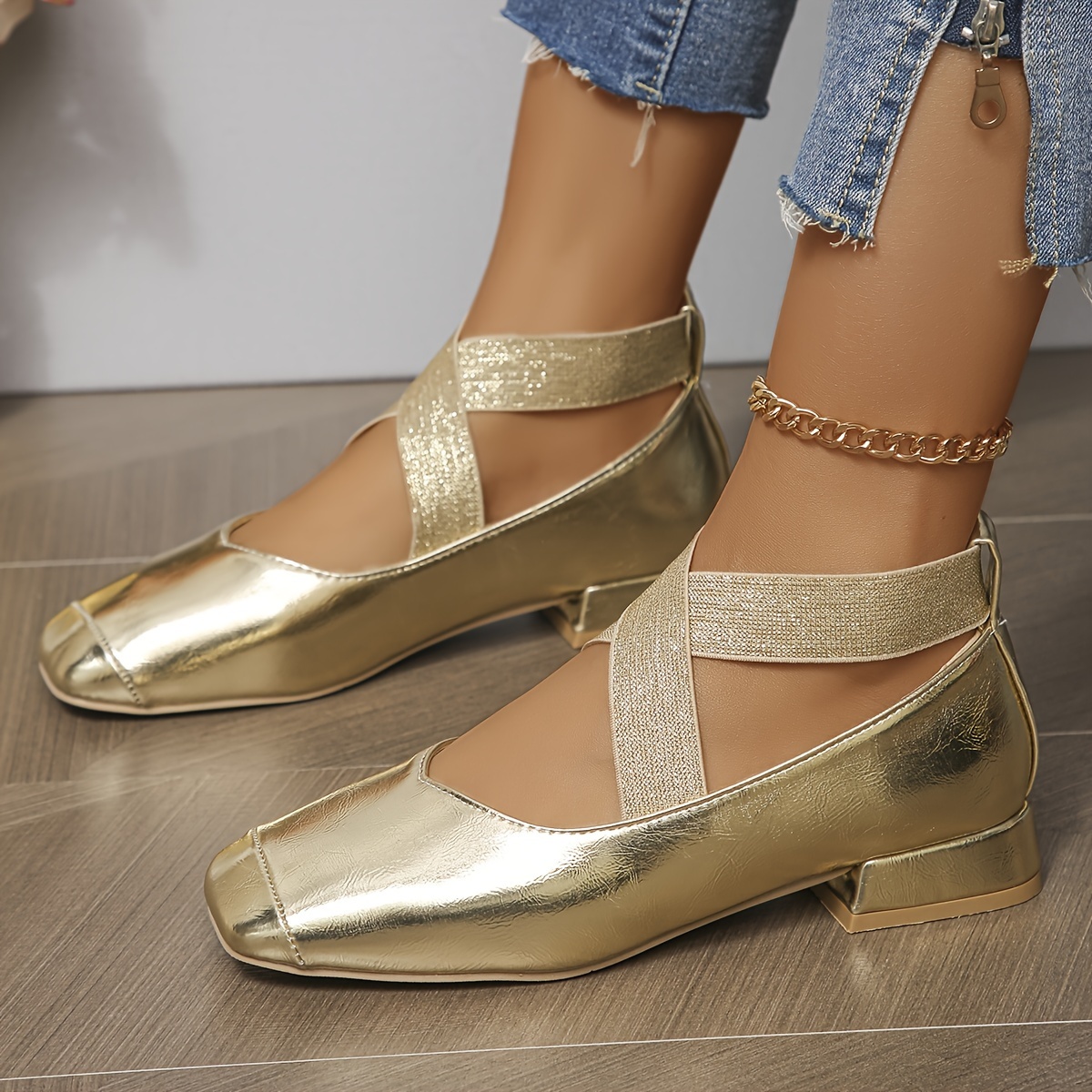 women's low heeled cross elastic single shoes fat di Temu Canada